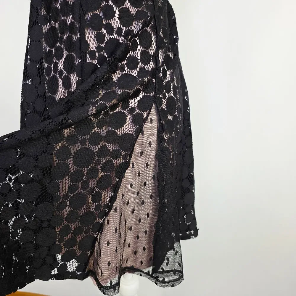 Disney Minnie Rocks the Dots Dress Medium Black Lace Polka Dot Whimisgoth